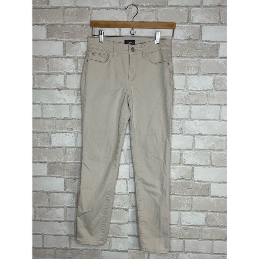 NYDJ Light Beige Alina Convertible Ankle Jeans Size 2